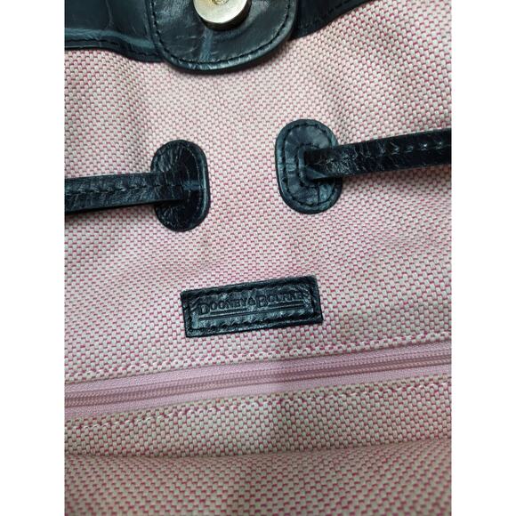 Dooney & Bourke Chiara Black Leather Crocodile Embossed Drawstring Tote Bag - Picture 13 of 14